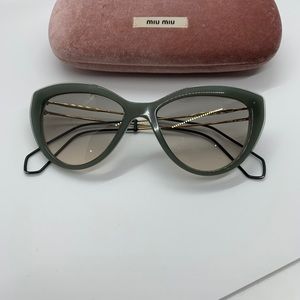 Miu Miu green gold cat eye sunglasses